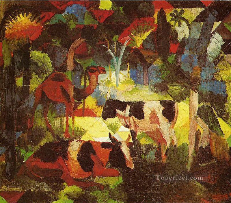 Landscape With Cows And Camel Expressionist Oil Paintings